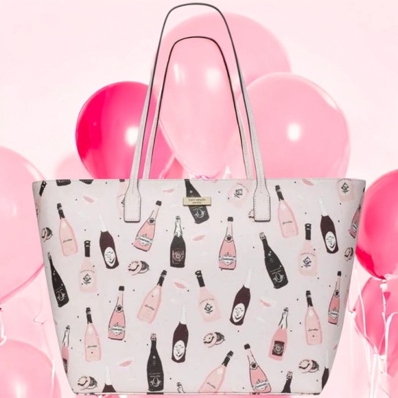 KATE SPADE MARGARETA & CHAMPAGNE TOSS PINK MULTI TOTE NEW - Picture 1 of 16